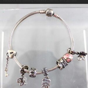 Pandora Sterling Silver Bracelet with Pink Accents in Gift Box